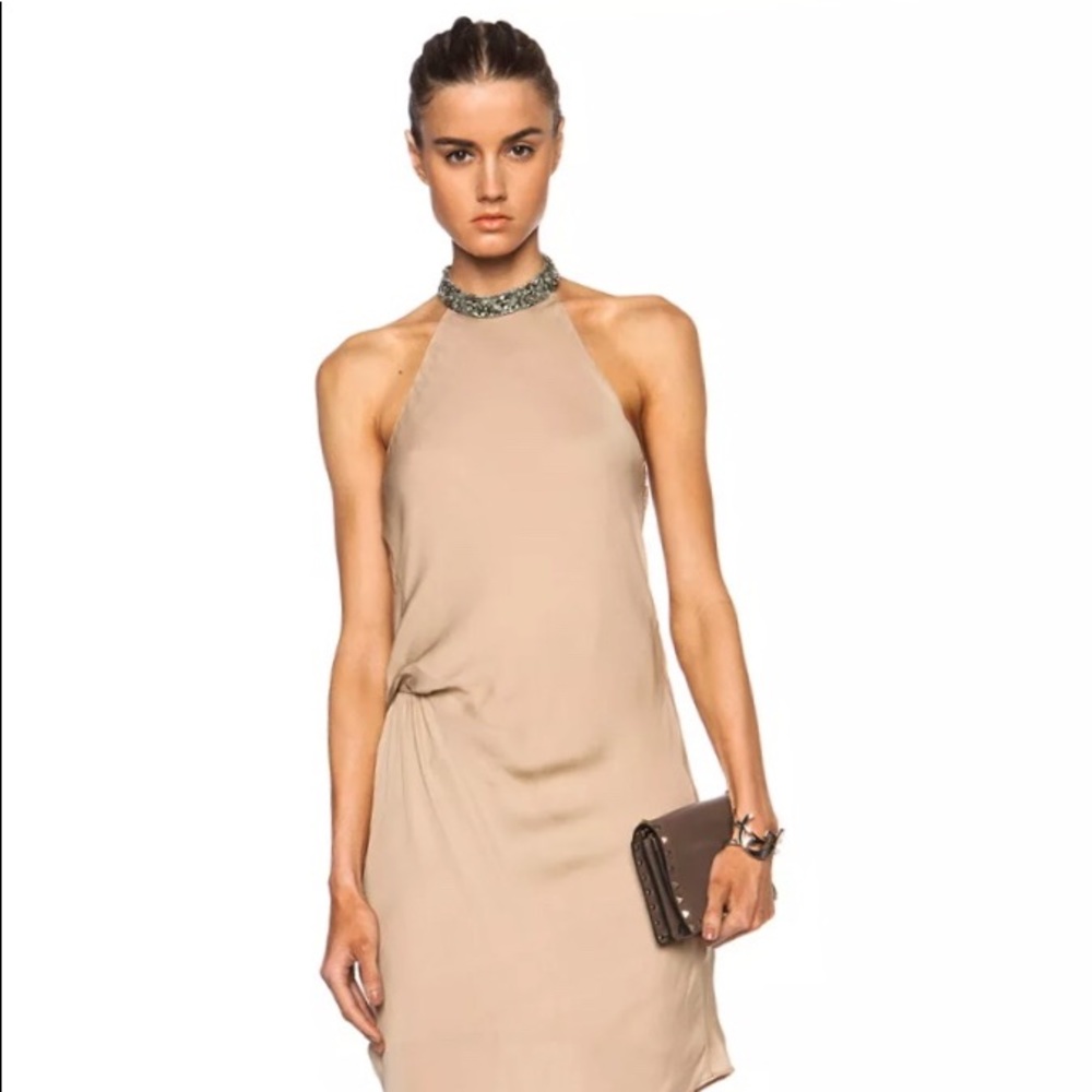 Haut Hippie embellished neck halter dress